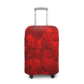 Чехол для чемодана 3D с принтом Красные черепа в Екатеринбурге, 86% полиэфир, 14% спандекс | двустороннее нанесение принта, прорези для ручек и колес | камуфляж | кости | красный | милитари | паттерн | скелет | текстура | хеллоуин