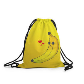Рюкзак-мешок 3D с принтом Just Banana (Yellow) в Екатеринбурге, 100% полиэстер | плотность ткани — 200 г/м2, размер — 35 х 45 см; лямки — толстые шнурки, застежка на шнуровке, без карманов и подкладки | Тематика изображения на принте: banana | банан | желтый | оранжевый | фрукты