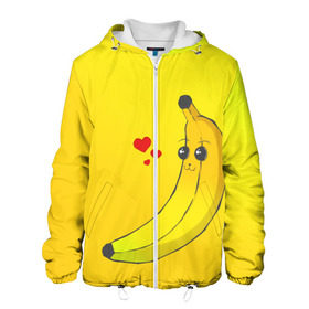 Мужская куртка 3D с принтом Just Banana (Yellow) в Екатеринбурге, ткань верха — 100% полиэстер, подклад — флис | прямой крой, подол и капюшон оформлены резинкой с фиксаторами, два кармана без застежек по бокам, один большой потайной карман на груди. Карман на груди застегивается на липучку | banana | банан | желтый | оранжевый | фрукты