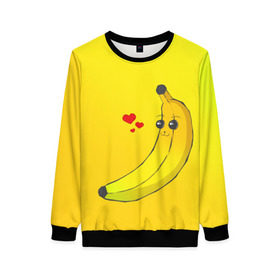 Женский свитшот 3D с принтом Just Banana (Yellow) в Екатеринбурге, 100% полиэстер с мягким внутренним слоем | круглый вырез горловины, мягкая резинка на манжетах и поясе, свободная посадка по фигуре | Тематика изображения на принте: banana | банан | желтый | оранжевый | фрукты