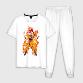 Мужская пижама хлопок с принтом Dragon Ball в Екатеринбурге, 100% хлопок | брюки и футболка прямого кроя, без карманов, на брюках мягкая резинка на поясе и по низу штанин
 | anime | dragon ball | goku | драгон болл