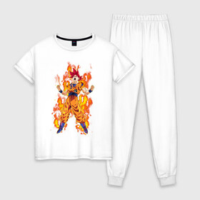 Женская пижама хлопок с принтом Dragon Ball в Екатеринбурге, 100% хлопок | брюки и футболка прямого кроя, без карманов, на брюках мягкая резинка на поясе и по низу штанин | anime | dragon ball | goku | драгон болл