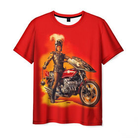 Мужская футболка 3D с принтом Всадник в Екатеринбурге, 100% полиэфир | прямой крой, круглый вырез горловины, длина до линии бедер | bike | harley | honda | kawasaki | moto | suzuki | yamaha | байкер | всадник | мотоцикл | рыцарь