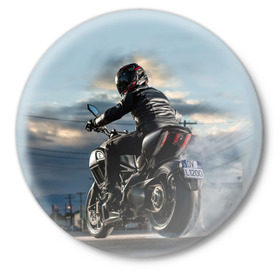Значок с принтом Ducati в Екатеринбурге,  металл | круглая форма, металлическая застежка в виде булавки | Тематика изображения на принте: bike | ducati | harley | honda | moto | suzuki | yamaha | байк | мотоцикл | спорт