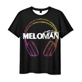 Мужская футболка 3D с принтом Меломан (Black) в Екатеринбурге, 100% полиэфир | прямой крой, круглый вырез горловины, длина до линии бедер | meloman | меломан | музыка | наушники