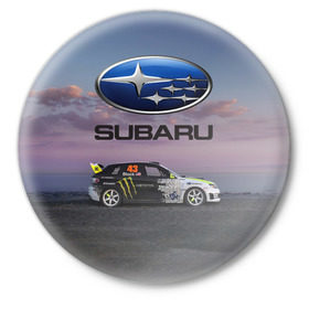 Значок с принтом SUBARU в Екатеринбурге,  металл | круглая форма, металлическая застежка в виде булавки | subaru | субару