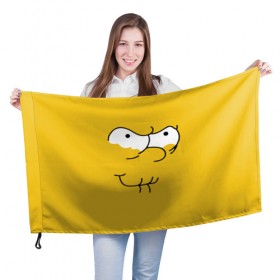 Флаг 3D с принтом Simpsons Lemon Face в Екатеринбурге, 100% полиэстер | плотность ткани — 95 г/м2, размер — 67 х 109 см. Принт наносится с одной стороны | лимонное | лицо | симпсоны
