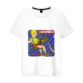 Мужская футболка хлопок с принтом The Offspring - americana в Екатеринбурге, 100% хлопок | прямой крой, круглый вырез горловины, длина до линии бедер, слегка спущенное плечо. | the offspring | качели | офспринг | оффспринг | рок | таракан | щупальце