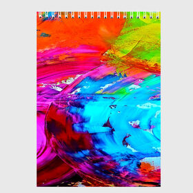 Скетчбук с принтом Tie-dye в Екатеринбурге, 100% бумага
 | 48 листов, плотность листов — 100 г/м2, плотность картонной обложки — 250 г/м2. Листы скреплены сверху удобной пружинной спиралью | abstraction | color | spray | tie dye | абстракция | акварель | живопись | искусство | краски | текстуры | цветные краски | яркие цвета