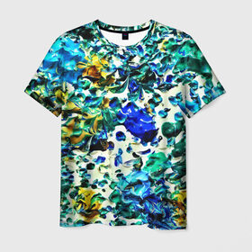Мужская футболка 3D с принтом Акварельные капли в Екатеринбурге, 100% полиэфир | прямой крой, круглый вырез горловины, длина до линии бедер | abstraction | color | spray | tie dye | абстракция | акварель | живопись | искусство | краски | текстуры | цветные краски | яркие цвета