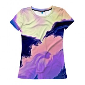 Женская футболка 3D с принтом Абстрактный мир в Екатеринбурге, 100% полиэфир ( синтетическое хлопкоподобное полотно) | прямой крой, круглый вырез горловины, длина до линии бедер | abstraction | color | spray | tie dye | абстракция | акварель | живопись | искусство | краски | текстуры | цветные краски | яркие цвета