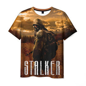 Мужская футболка 3D с принтом Stalker в Екатеринбурге, 100% полиэфир | прямой крой, круглый вырез горловины, длина до линии бедер | stalker | сталкер