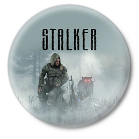 Значок с принтом Stalker в Екатеринбурге,  металл | круглая форма, металлическая застежка в виде булавки | Тематика изображения на принте: stalker | сталкер