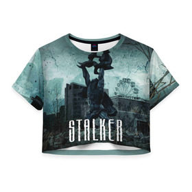 Женская футболка 3D укороченная с принтом Stalker в Екатеринбурге, 100% полиэстер | круглая горловина, длина футболки до линии талии, рукава с отворотами | stalker | сталкер