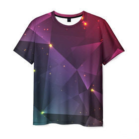 Мужская футболка 3D с принтом Colorful triangles в Екатеринбурге, 100% полиэфир | прямой крой, круглый вырез горловины, длина до линии бедер | polygonal | абстракция | текстура