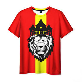 Мужская футболка 3D с принтом One King в Екатеринбурге, 100% полиэфир | прямой крой, круглый вырез горловины, длина до линии бедер | king | leo | зверь | король | кошка | лев | природа | хищник | царь