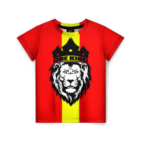 Детская футболка 3D с принтом One King в Екатеринбурге, 100% гипоаллергенный полиэфир | прямой крой, круглый вырез горловины, длина до линии бедер, чуть спущенное плечо, ткань немного тянется | king | leo | зверь | король | кошка | лев | природа | хищник | царь