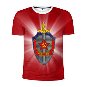 Мужская футболка 3D спортивная с принтом КГБ в Екатеринбурге, 100% полиэстер с улучшенными характеристиками | приталенный силуэт, круглая горловина, широкие плечи, сужается к линии бедра | закон | кгб | охрана | россия | ссср | цру | шпион