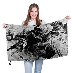 Флаг 3D с принтом vortex gray в Екатеринбурге, 100% полиэстер | плотность ткани — 95 г/м2, размер — 67 х 109 см. Принт наносится с одной стороны | Тематика изображения на принте: abstraction | color | spray | tie dye | абстракция | акварель | живопись | искусство | краски | текстуры