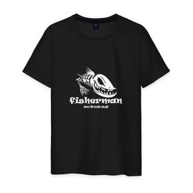 Мужская футболка хлопок с принтом Fisherman Pro Black в Екатеринбурге, 100% хлопок | прямой крой, круглый вырез горловины, длина до линии бедер, слегка спущенное плечо. | 