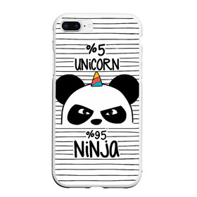 Чехол для iPhone 7Plus/8 Plus матовый с принтом 5% Единорог 95% Ниндзя в Екатеринбурге, Силикон | Область печати: задняя сторона чехла, без боковых панелей | animals | ninja | panda | rainbow | stripes | единорог | животные | зверь | линии | ниндзя | панда | полосы | радуга | самурай