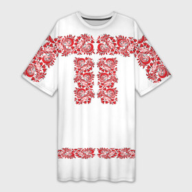 Платье-футболка 3D с принтом Вышиванка в Екатеринбурге,  |  | белорусская | вышиванка | древнерусская | к празднику | косоворотка | красные | масленица | национальная одежда | патриотическая | рубаха | русская | узоры | украинская