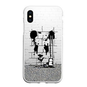 Чехол для iPhone XS Max матовый с принтом Панда вандал в Екатеринбурге, Силикон | Область печати: задняя сторона чехла, без боковых панелей | бамбук | бамбуковый медведь | банка | животное | зубы | капли | когти | краска | красная книга | лапы | мишка | панда | подтеки | прикол | прикольный | рисует | следы | черный | япония