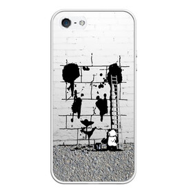 Чехол для iPhone 5/5S матовый с принтом Панда вандал в Екатеринбурге, Силикон | Область печати: задняя сторона чехла, без боковых панелей | бамбук | бамбуковый медведь | банка | животное | зубы | капли | когти | краска | красная книга | лапы | мишка | панда | подтеки | прикол | прикольный | рисует | следы | черный | япония