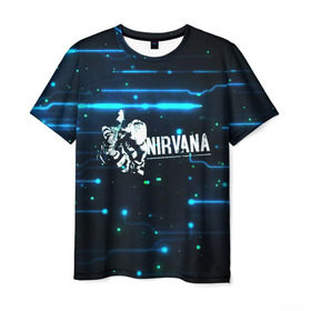Мужская футболка 3D с принтом Схема Nirvana (Курт Кобейн) в Екатеринбурге, 100% полиэфир | прямой крой, круглый вырез горловины, длина до линии бедер | kurt cobain | микросхема | нирвана | плата