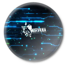 Значок с принтом Схема Nirvana (Курт Кобейн) в Екатеринбурге,  металл | круглая форма, металлическая застежка в виде булавки | kurt cobain | микросхема | нирвана | плата