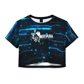 Женская футболка 3D укороченная с принтом Схема Nirvana (Курт Кобейн) в Екатеринбурге, 100% полиэстер | круглая горловина, длина футболки до линии талии, рукава с отворотами | kurt cobain | микросхема | нирвана | плата