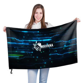 Флаг 3D с принтом Схема Nirvana (Курт Кобейн) в Екатеринбурге, 100% полиэстер | плотность ткани — 95 г/м2, размер — 67 х 109 см. Принт наносится с одной стороны | Тематика изображения на принте: kurt cobain | микросхема | нирвана | плата