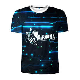 Мужская футболка 3D спортивная с принтом Схема Nirvana (Курт Кобейн) в Екатеринбурге, 100% полиэстер с улучшенными характеристиками | приталенный силуэт, круглая горловина, широкие плечи, сужается к линии бедра | kurt cobain | микросхема | нирвана | плата