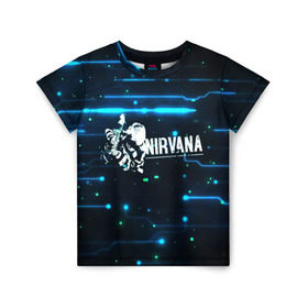Детская футболка 3D с принтом Схема Nirvana (Курт Кобейн) в Екатеринбурге, 100% гипоаллергенный полиэфир | прямой крой, круглый вырез горловины, длина до линии бедер, чуть спущенное плечо, ткань немного тянется | kurt cobain | микросхема | нирвана | плата