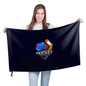Флаг 3D с принтом Hockey в Екатеринбурге, 100% полиэстер | плотность ткани — 95 г/м2, размер — 67 х 109 см. Принт наносится с одной стороны | bandy | hockey | клюшка | коньки | лед | спорт | хоккей