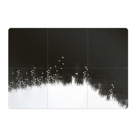 Магнитный плакат 3Х2 с принтом Ночная полянка в Екатеринбурге, Полимерный материал с магнитным слоем | 6 деталей размером 9*9 см | бабочки | белый | кусты | ночь | цветы | чб | черно белое | черный