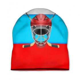Шапка 3D с принтом Русский Хоккей! в Екатеринбурге, 100% полиэстер | универсальный размер, печать по всей поверхности изделия | 