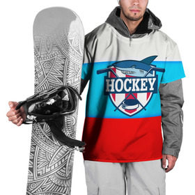 Накидка на куртку 3D с принтом Акула хоккея в Екатеринбурге, 100% полиэстер |  | Тематика изображения на принте: bandy | hockey | клюшка | коньки | лед | россия | русский хоккей | спорт | хоккей