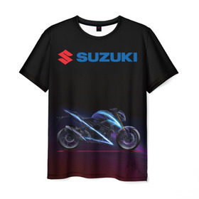 Мужская футболка 3D с принтом Suzuki в Екатеринбурге, 100% полиэфир | прямой крой, круглый вырез горловины, длина до линии бедер | suzuki | байк | мотик | мото | мотоцикл | спортбайк | сузуки