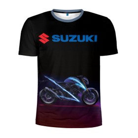 Мужская футболка 3D спортивная с принтом Suzuki в Екатеринбурге, 100% полиэстер с улучшенными характеристиками | приталенный силуэт, круглая горловина, широкие плечи, сужается к линии бедра | suzuki | байк | мотик | мото | мотоцикл | спортбайк | сузуки