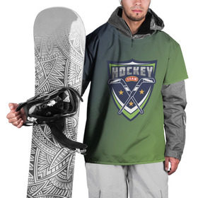 Накидка на куртку 3D с принтом Hockey в Екатеринбурге, 100% полиэстер |  | зеленый | спорт | хоккей