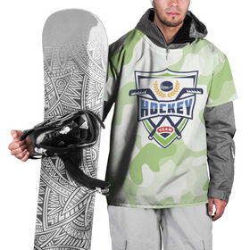 Накидка на куртку 3D с принтом Live hockey в Екатеринбурге, 100% полиэстер |  | зеленый | игра | камуфляж | хоккей