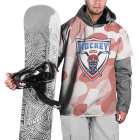 Накидка на куртку 3D с принтом Hockey в Екатеринбурге, 100% полиэстер |  | камуфляж | каска | красный | спорт | шлем