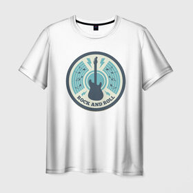 Мужская футболка 3D с принтом Rock and Roll в Екатеринбурге, 100% полиэфир | прямой крой, круглый вырез горловины, длина до линии бедер | 
