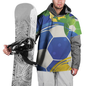 Накидка на куртку 3D с принтом Яркий футбол в Екатеринбурге, 100% полиэстер |  | бразилия | желтый | зеленый | игра | мяч | синий | цвет