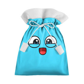 Подарочный 3D мешок с принтом Эмодзи / Смайл (голубой цвет) в Екатеринбурге, 100% полиэстер | Размер: 29*39 см | глаза | милые | подарок | смайл | смайлик | улыбка | эмодзи | эмоции