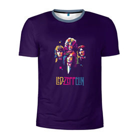 Мужская футболка 3D спортивная с принтом Led Zeppelin Color в Екатеринбурге, 100% полиэстер с улучшенными характеристиками | приталенный силуэт, круглая горловина, широкие плечи, сужается к линии бедра | Тематика изображения на принте: рок