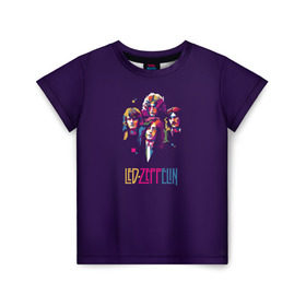 Детская футболка 3D с принтом Led Zeppelin Color в Екатеринбурге, 100% гипоаллергенный полиэфир | прямой крой, круглый вырез горловины, длина до линии бедер, чуть спущенное плечо, ткань немного тянется | Тематика изображения на принте: рок