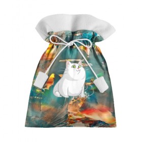Подарочный 3D мешок с принтом Белый котик в Екатеринбурге, 100% полиэстер | Размер: 29*39 см | Тематика изображения на принте: cat | арт | взгляд | кот | кот хипстер | котёнок | котятки | котятушки | кошечки | кошка | мордочка