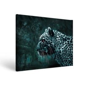Холст прямоугольный с принтом Леопард неоновый в Екатеринбурге, 100% ПВХ |  | гепард | леопард | темный | хищник